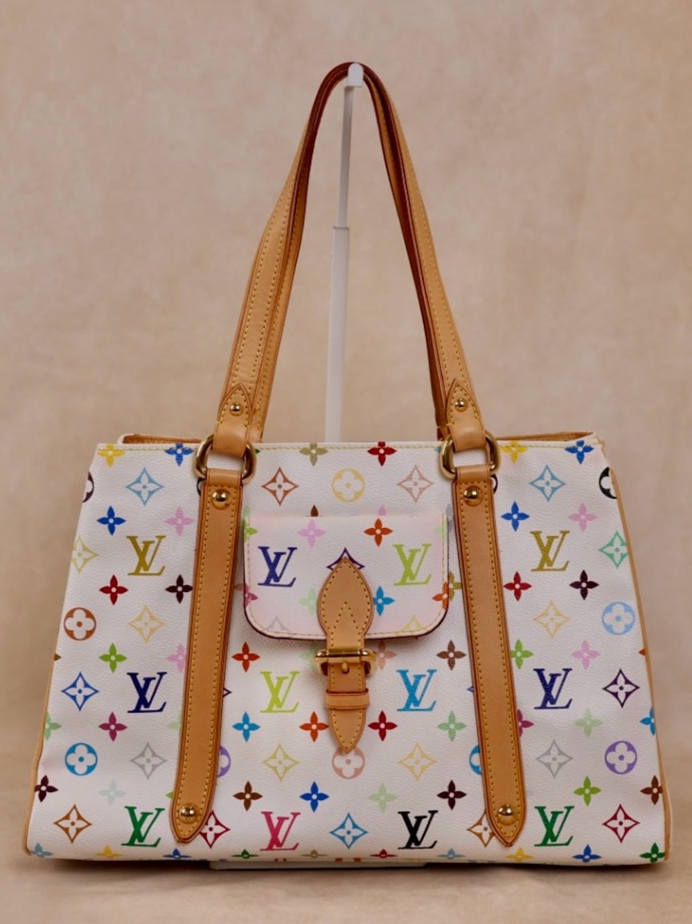 Louis Vuitton Multicolor Monogram White Canvas Shoulder Tote